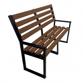 Лавка Tobi Sho Лофт із цільними опорами для дачі, парку, саду посилена 2,6 м колір горіх