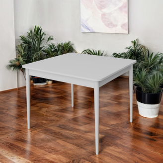 Стол обеденный Tobi Sho MONO квадратный для столовой, кухни, 880х880х750 мм Дуб Крафт Белый/Белый