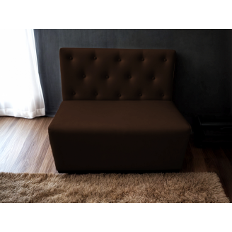 Диван для кафе Tobi Sho Бостон с высокой спинкой и пуговицами 1500x630x850, кожзам Темный шоколад 22311