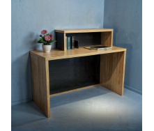 Стойка администратора прямая Tobi Sho Ресепшн/4 для офиса, салона, 1400х600х1050 Дуб аппалачи/Черный