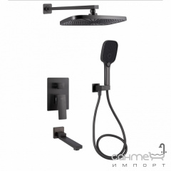 Душевая система скрытого монтажа Qtap Gemini на три потребителя QTGEM114GMB45704 оружейная сталь Олександрія