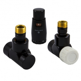 Комплект термостатичний Schlosser Lux кутовий, GZ 1/2 х 15 mm Cu, чорний мат (603700028.RAL90051)