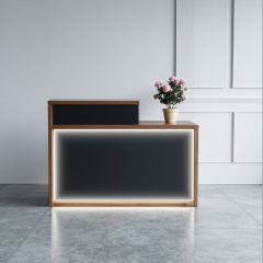 Стійка адміністратора пряма Tobi Sho Ресепшн/4 правостороння для офісу, салону з підсвічуванням, 1600х600х1050 Фаєрвуд/Чорний Рівне