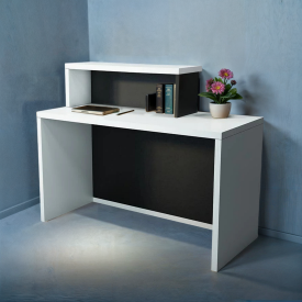 Стійка адміністратора пряма Tobi Sho Ресепшн/4 лівостороння для офісу, салону, 1600х600х1050 Білий/Чорний