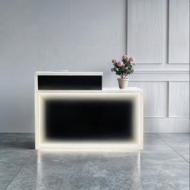 Стійка адміністратора пряма Tobi Sho Ресепшн/4 правостороння для офісу, салону з підсвіткою, 1600х600х1050 Білий/Чорний