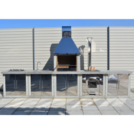 Мангальная зона барбекю «Гарден Шеф» с фасадами комплекс 2XL Мрамор кремовый