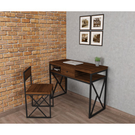 Письменный офисный стол с ящиком и полками в стиле ЛОФТ LOFT