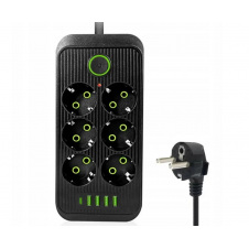 Мережевий подовжувач UA Power F06U 6 розеток 4 USB Type-C 2 м Чорний (2450340452)