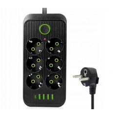 Сетевой удлинитель UA Power F06U 4USB Type-C 6 розеток 6 м Черный (2678687497) Сарны