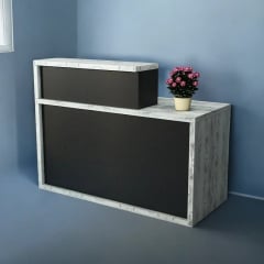 Стійка адміністратора пряма Tobi Sho Ресепшн/4 правостороння для офісу, салону, 1600х600х1050 Дуб крафт білий/Чорний Бердянськ