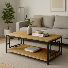 Столик журнальный Tobi Sho ЛофтВуд/G1 ДСП для гостинной, офиса, приемной Дуб эвок, 500х1140х470 мм