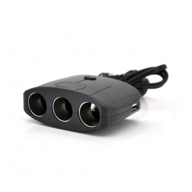 Разветвитель автомобильный Olesson 1635 3 гнезда + 2USB Черный (30151413)