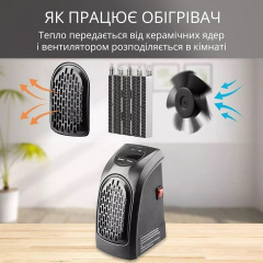 Обогреватель портативный No Brand 400 Вт Черный (HNDYHT-BLK-0332) Кобижча