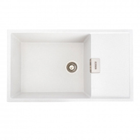 Гранітна мийка для кухні Platinum 8650 Diamond, матова, біла в крапку