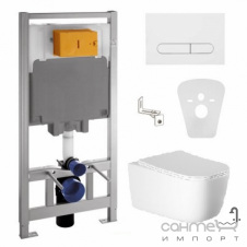 Безободковый подвесной унитаз Volle Hippo 13-44-202 + инсталляция Volle Master 141919 панель смыва белая