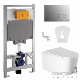 Безободковый подвесной унитаз Volle Hippo 13-44-202 + инсталляция Volle Master 141515 панель смыва хром