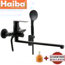Змішувач для ванни довгий ніс HAIBA ALEX Black EURO (Chr-006)