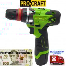 Акумуляторний шуроповерт Procraft PA12DFR Universal (2(20В*2А/г), у кейсі)