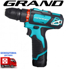 Шуруповерт акумуляторний Grand ДА-12 DFR/PRO (зі знімним патроном), 2*(12В, 2Аг) Біла Церква