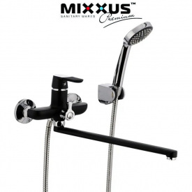 Змішувач для ванни довгий ніс MIXXUS Premium Tiger EURO Black (чорний) (Chr-006), Польща