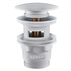 Донний клапан для умивальника з переливом PW-03-03 1 1/4"(кнопка) колір Білий, Чехія