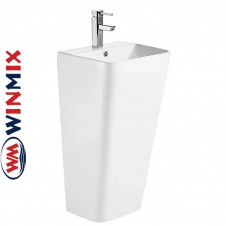 Раковина (умивальник) моноблок для підлоги Winmix Style-1101 440*380*830mm (біла) з отвором під змішувач і переливом