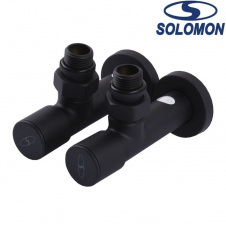 Набір Кран вентильний кутовий з американкою Solomon LUX 1/2" 7777 2 шт. BLACK, Польща