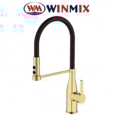 Змішувач для кухні Рефлекторний вухо чорний гусак Winmix Premium Summer BRUSHED GOLD REFLECTOR BLACK (Chr-017), Польща