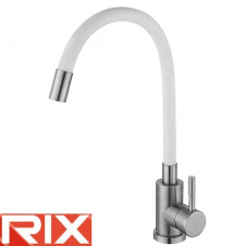Змішувач для кухні Rix LUX (Chr-011) REFLECTOR WHITE, рефлекторний білий гусак, SUS304 з нержавіючої сталі
