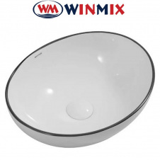 Раковина (умивальник) накладна Winmix Premium ELLIPSE -0108 EDGE BLACK 400*330*145mm (чорна окантовка)