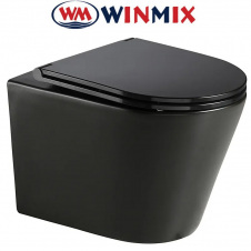 Унітаз підвісний Winmix PREMIUM BEVEL 0301-R BLACK 515*355*365mm, система змиву RIMLESS