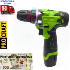 Акумуляторний шуроповерт Procraft PA12Li (2*(12В, 2А/г, у кейсі)+сертифікат