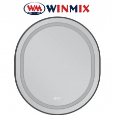 Дзеркало для ванної кімнати Winmix Premium ELLIPSE MV05-80x70-REVERSE BLACK (з LED-підсвічуванням, антизапотівання)