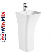 Раковина (умивальник) моноблок для підлоги Winmix BEVEL-1101 450*435*830mm (біла) з отвором під змішувач і переливом