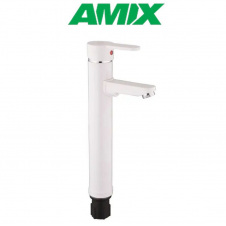 Змішувач для умивальника із термопластику AMIX Raul-001-A White HIGH (без підводки), Білий