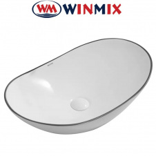 Раковина (умивальник) накладна Winmix Premium WAVE-0105 EDGE BLACK 620*360*160mm (чорна окантовка)