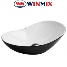 Раковина (умивальник) накладна Winmix Premium WAVE-0105 WHITE BLACK 620*360*160mm (чорно-біла)
