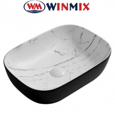 Раковина (умивальник) накладна Winmix Premium DIVERSE-0112 MARBLE BLACK 455*325*135mm (чорний+мармур)