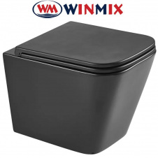 Унітаз підвісний Winmix PREMIUM QUADRO 0301-T3 BLACK 490*340*360mm, система змиву TORNADO 3.0