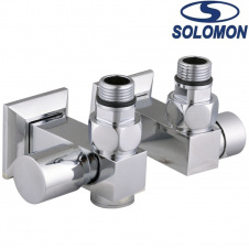 Набір кран кутовий вентильний з американкою Solomon LUX 1/2″ CUBE CHROM 8888 ТЕН, Польща (під замовлення)