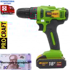 Акумуляторний шуроповерт Procraft PA18C COMPACT (2*(18В, 1,5А/ч, у картоні)