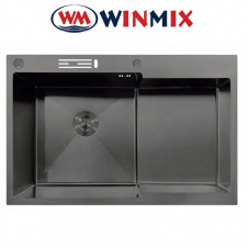 Кухонна мийка Winmix MH7849L-HK Nano-Black &quot;Глибоке крило&quot; з підставкою під ножі з нержавіючої сталі