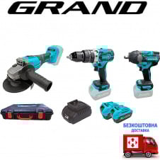 Набір акумуляторних інструментів Grand № 3 PROF (МШУ-20BL/PRO+ТА-20/13UBL+АГ-800UBL)