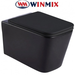 Унітаз підвісний Winmix PREMIUM QUADRO 0302-R BLACK 530*360*365mm, система змиву RIMLESS Ровно