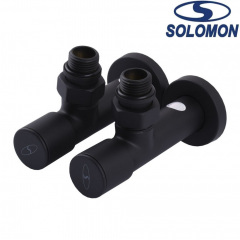 Набір Кран вентильний кутовий з американкою Solomon LUX 1/2" 7777 2 шт. BLACK, Польща Полтава