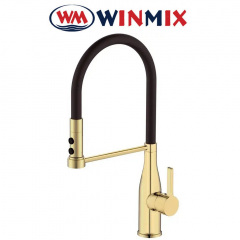 Змішувач для кухні Рефлекторний вухо чорний гусак Winmix Premium Summer BRUSHED GOLD REFLECTOR BLACK (Chr-017), Польща Черновцы