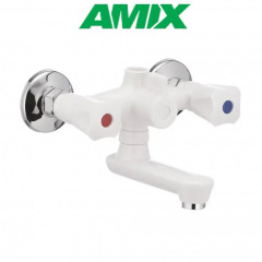 Змішувач для ванни з термопластику AMIX Omega-142 WHITE (без шланга та лійки), Білий Ужгород