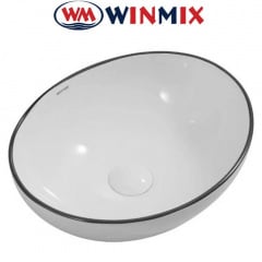 Раковина (умивальник) накладна Winmix Premium ELLIPSE -0108 EDGE BLACK 400*330*145mm (чорна окантовка) Киев
