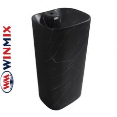 Раковина (умивальник) моноблок для підлоги Winmix Premium DIVERSE-1102 MARBLE 460*380*840mm (чорний мармур) Доманівка