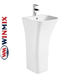 Раковина (умивальник) моноблок для підлоги Winmix BEVEL-1101 450*435*830mm (біла) з отвором під змішувач і переливом Київ